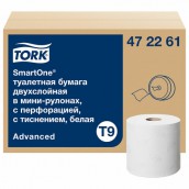 Бумага туалетная 130 м, TORK (Система T9) SmartOne, КОМПЛЕКТ 12 шт., Advanced, 2-слойная, белая, 472261