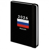 Ежедневник датированный 2026 с резинкой 145х203 мм, А5, BRAUBERG, твердый, "Россия", 117332