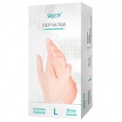 Перчатки виниловые смотровые 50 пар (100 штук), размер L (большой), прозрачные SAF&TY, ЧЗ
