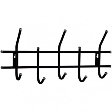 Вешалка настенная "Стандарт 2/5", 220х475х95 мм, 5 крючков, металл, черная