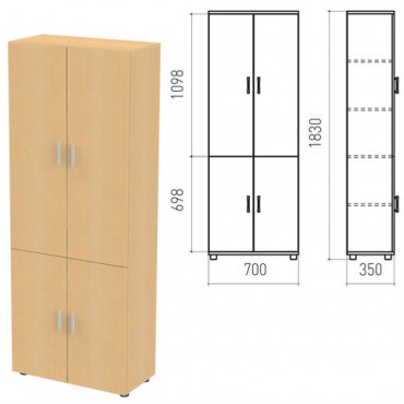 Шкаф закрытый "Канц", 700х350х1830 мм, цвет бук невский (КОМПЛЕКТ)
