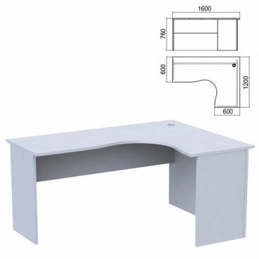 Стол компактный "Арго", 1600х1200х760 мм, правый, серый (КОМПЛЕКТ)
