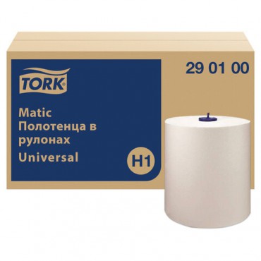 Полотенца бумажные рулонные 280 м, TORK Matic (Система H1) UNIVERSAL, КОМПЛЕКТ 6 рулонов, 290100