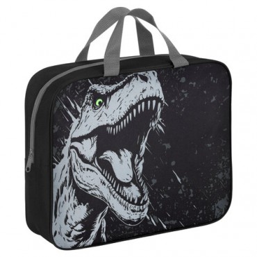 Папка на молнии с ручками BRAUBERG А4, 1 отделение, полиэстер, 80 мм, "Scary dino", 273308